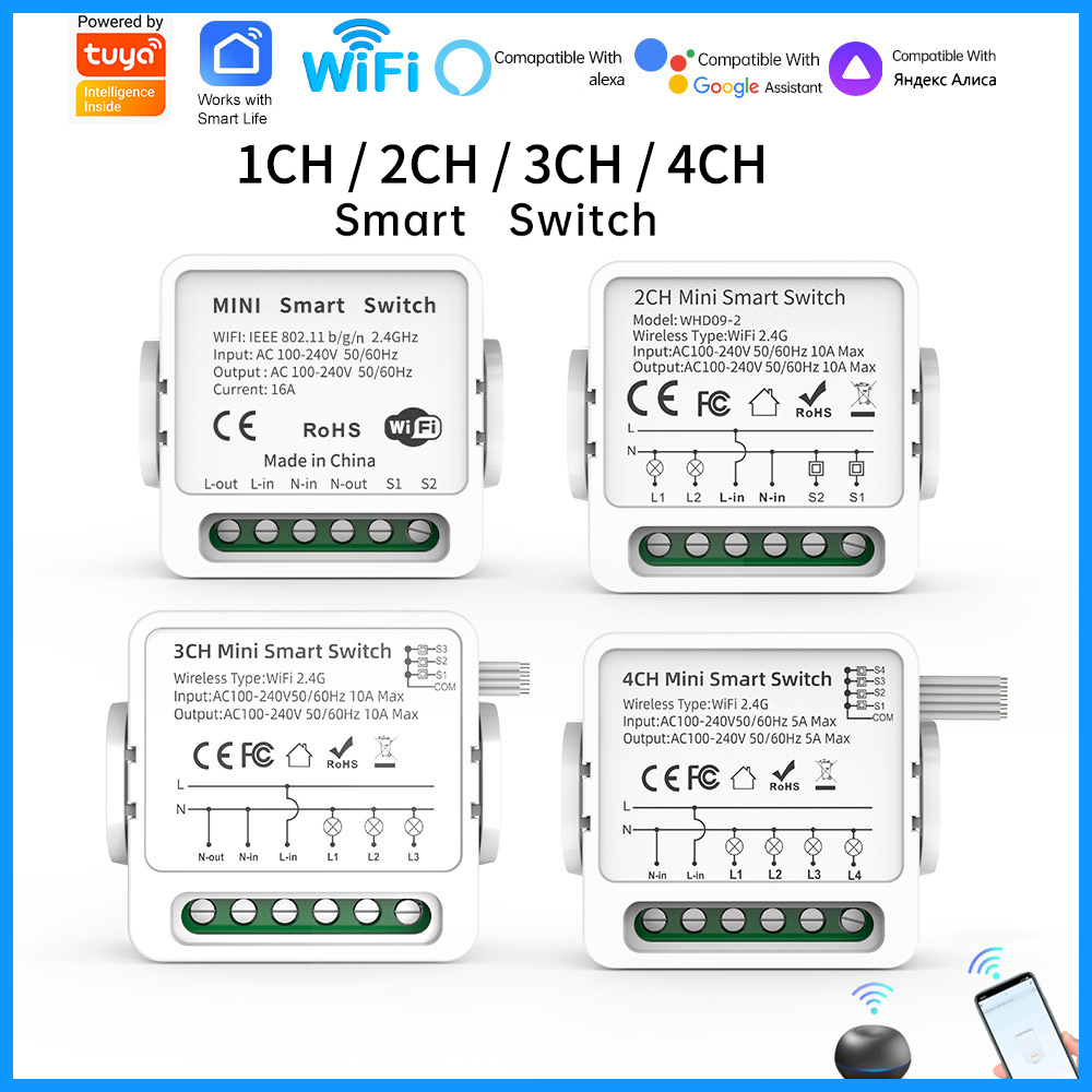 Tuya Smart Switch - Interruttore Intelligente WiFi Tuya 1/2/3/4 Gang,