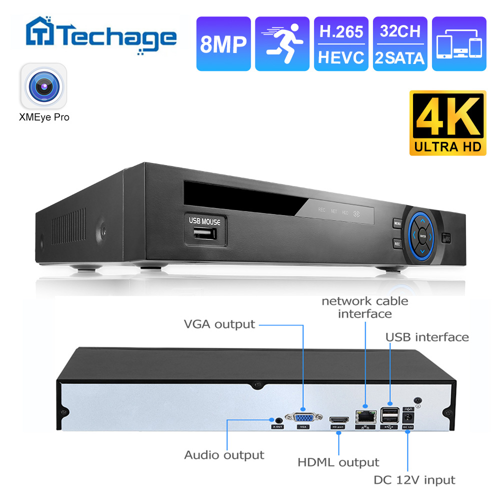 Security Ip Camera - Techage UHD H.265 Registratore di Rete
