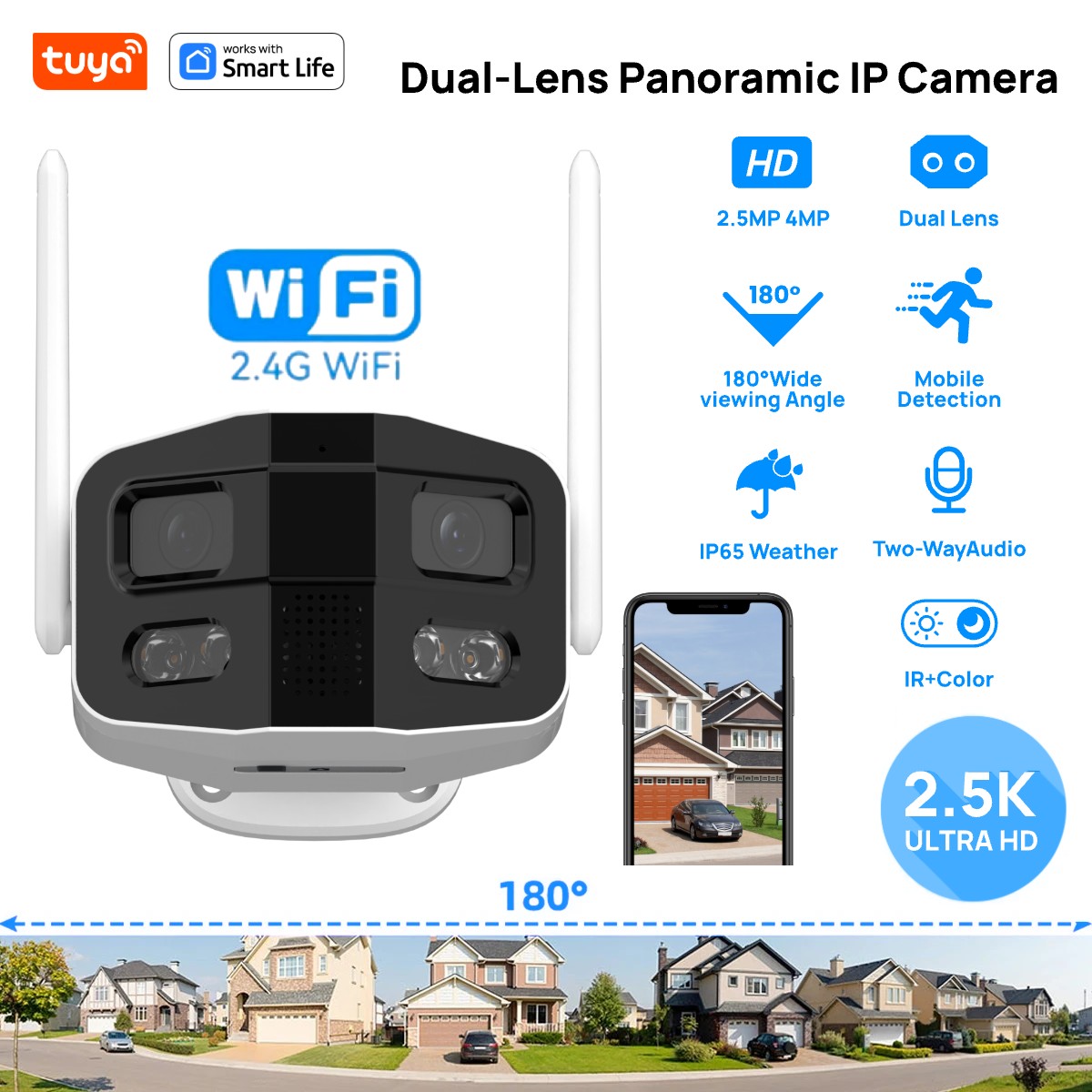 Smart Home Camera Ezviz - Tuya Smart 4MP 2,5K Doppia lente